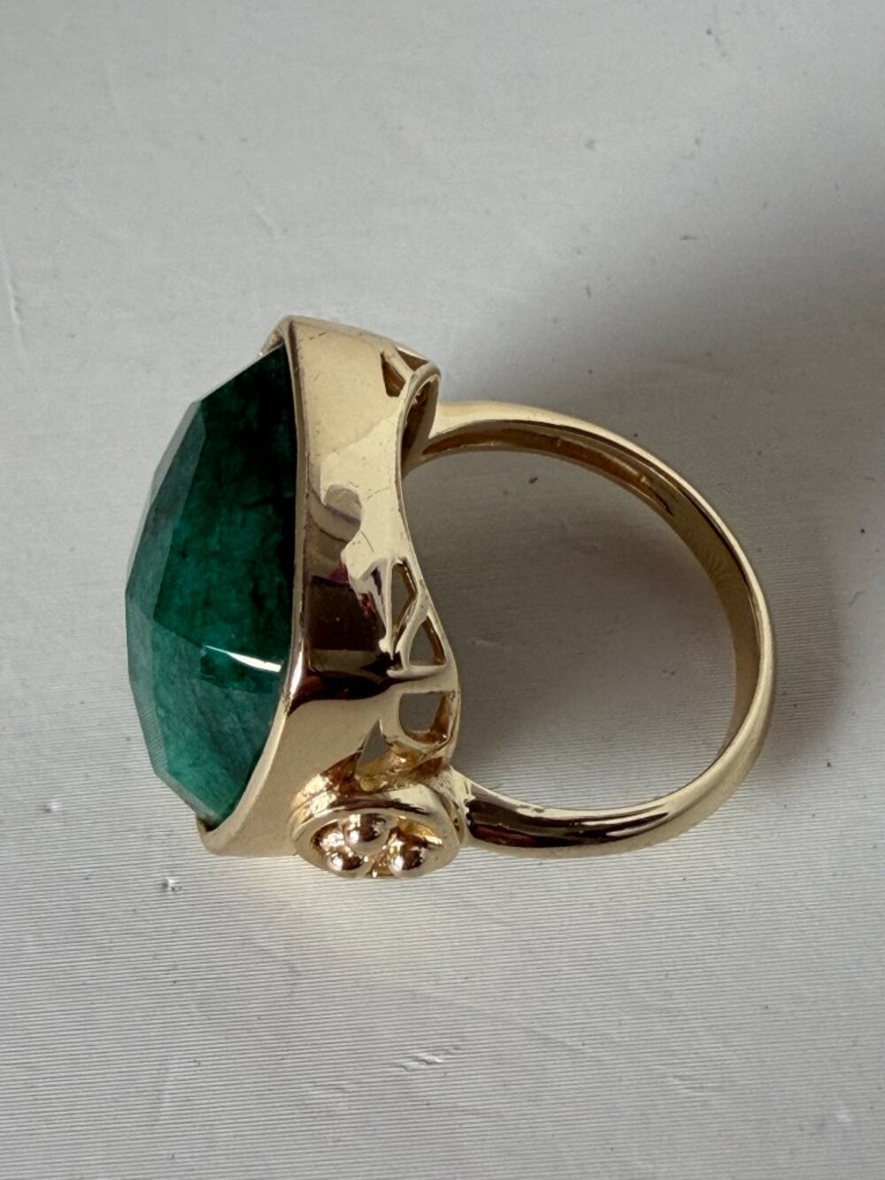 NEW Connie Craig Carroll Green Beryl Cushion Checkerboard Cut Ring - Picture 11 of 16